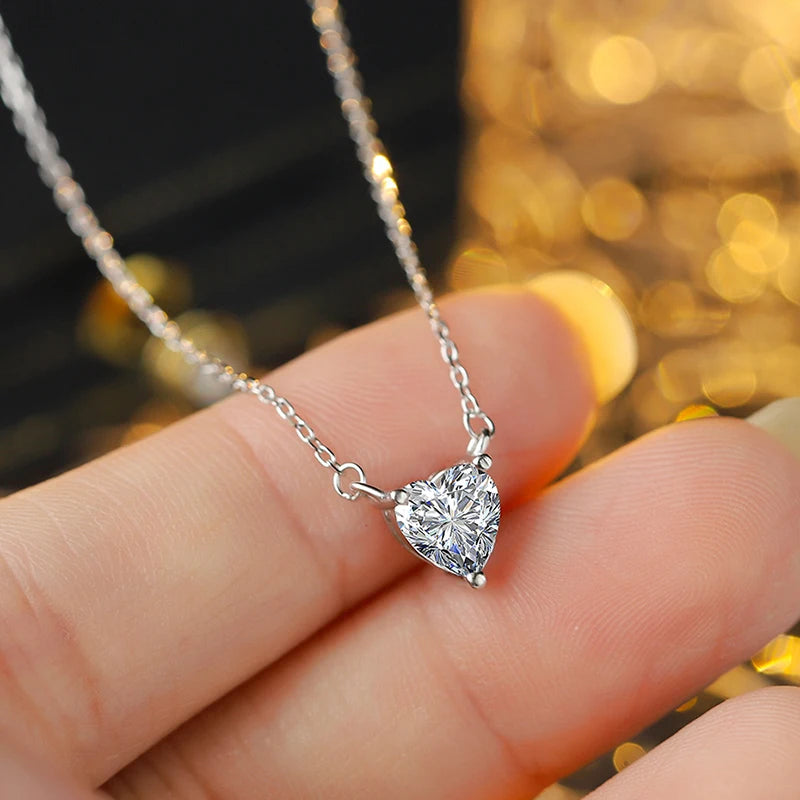 Asscher Cut Moissanite 0.5 Carat 1 Carat 2 Carat Women's Necklace GRA Certified Pendant D VVS S925 Silver Wedding Party Jewelry