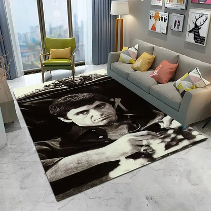 Scarface 3D Classic Movie Tony Carpet Rug for Home Living Room Bedroom Sofa Doormat Decor,kids Play Area Rug Non-slip Floor Mat