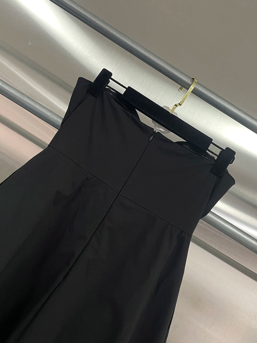 CHICEVER Black Spliced Single Breasted Jumpsuit Female Square Collar Sleeveless Temperament Elegant Women's Jumpsuits Fashion