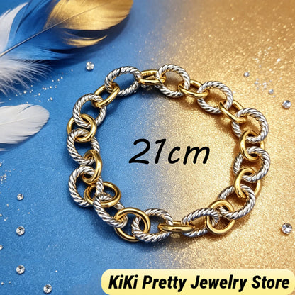 2026 New Dav High-Quality Bracelet Luxury Polished Gold Silver Tone Chain Bracelet Exquisite Craft Wrist Bangle for Formal Dinner & Dating