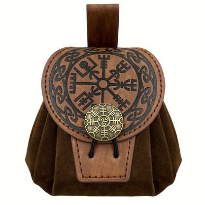 Renaissance Costume Accessories Retro Leather Waist Belt with Fanny Pack Medieval Viking Drawstring Coin Pouch Skirt Hike Clip for Renaissance Faires Cosplay Costume Party