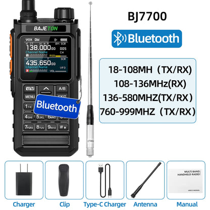 BAJETON BJ-7700 Walkie Talkie Multi Band Wireless Bluetooth Phone Programming Noise Reduction AM FM Ham Radio For Camping BT8200