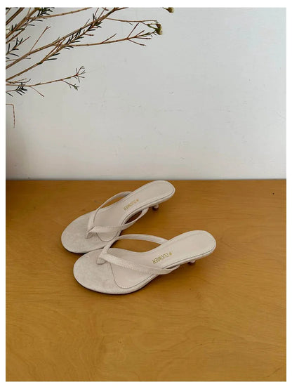 2026 New Summer Thin Heels Slippers Sandals Narrow Band Slides Ladies Shoes Fashion Women Pumps Flip Flops Luxury Slippers Shoes