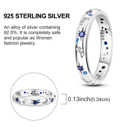 Rings Hot Sales 925 Sterling Silver Love Heart Sun Moon Star Iris Adjustable Rings For Women Wedding Birthday Party Jewelry Gift