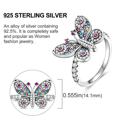 Original 925 Sterling Silver Ring Colorful Diamonds Cubic Zircon Finger Ring For Women Jewelry Wedding Engagement Birthday Gift