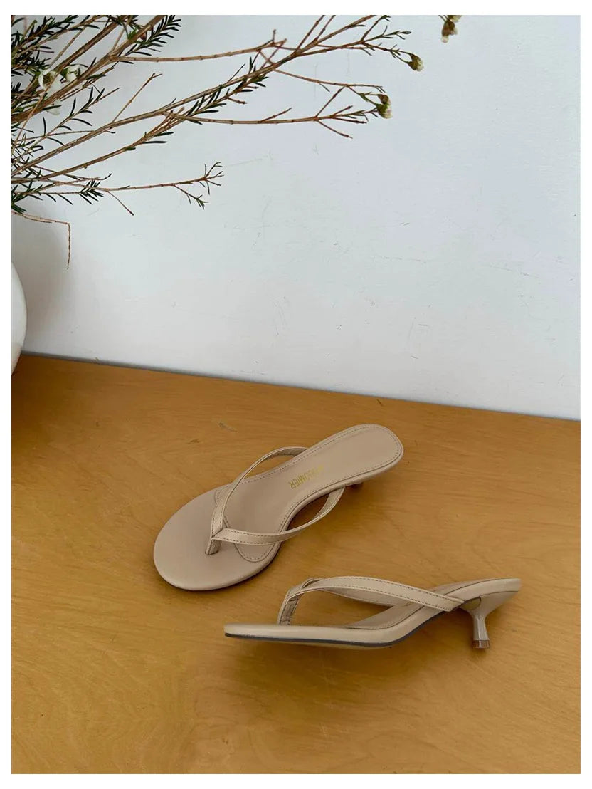 2026 New Summer Thin Heels Slippers Sandals Narrow Band Slides Ladies Shoes Fashion Women Pumps Flip Flops Luxury Slippers Shoes