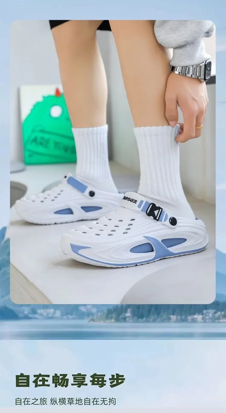 Mens Summer Clogs  Thick Sole Outdoor Beach Slides Non-slip Closed Toe Slippers For Men Women Driving Shoes Breathable Outdoor