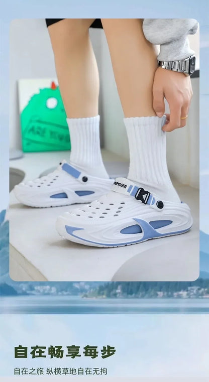 Mens Summer Clogs  Thick Sole Outdoor Beach Slides Non-slip Closed Toe Slippers For Men Women Driving Shoes Breathable Outdoor