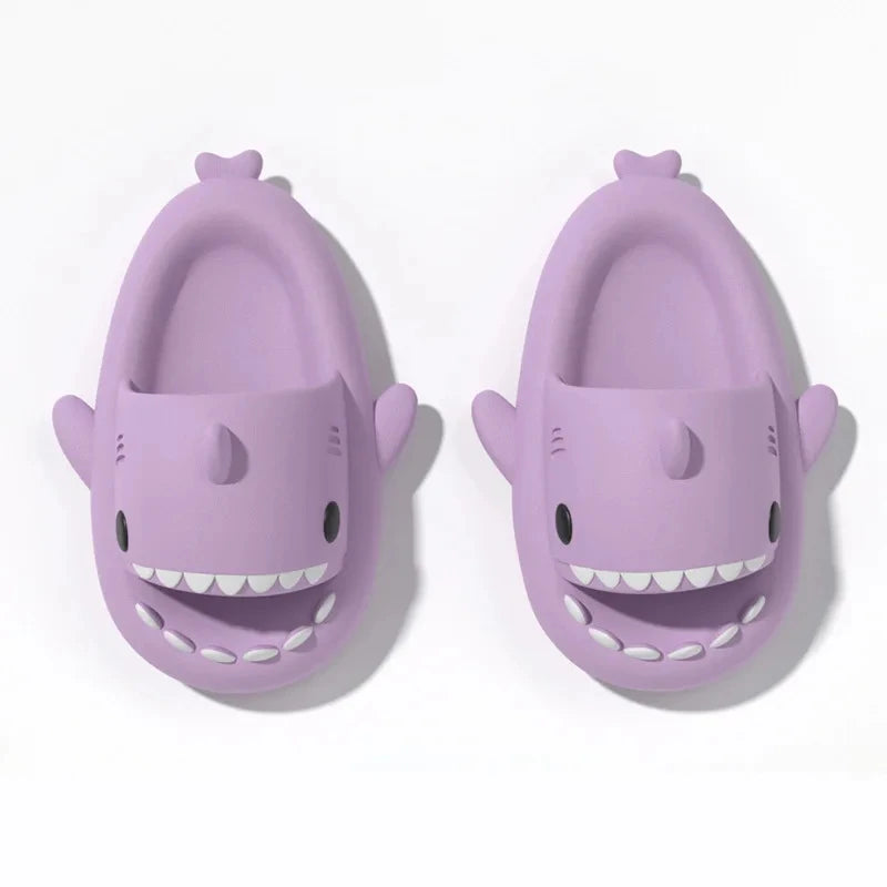 2024 Men EVA Shark Sandals Women Outdoor Beach Thick Soled Slippers Adult Non-slip Summer Slides Couple Cute Solid Color Shoes