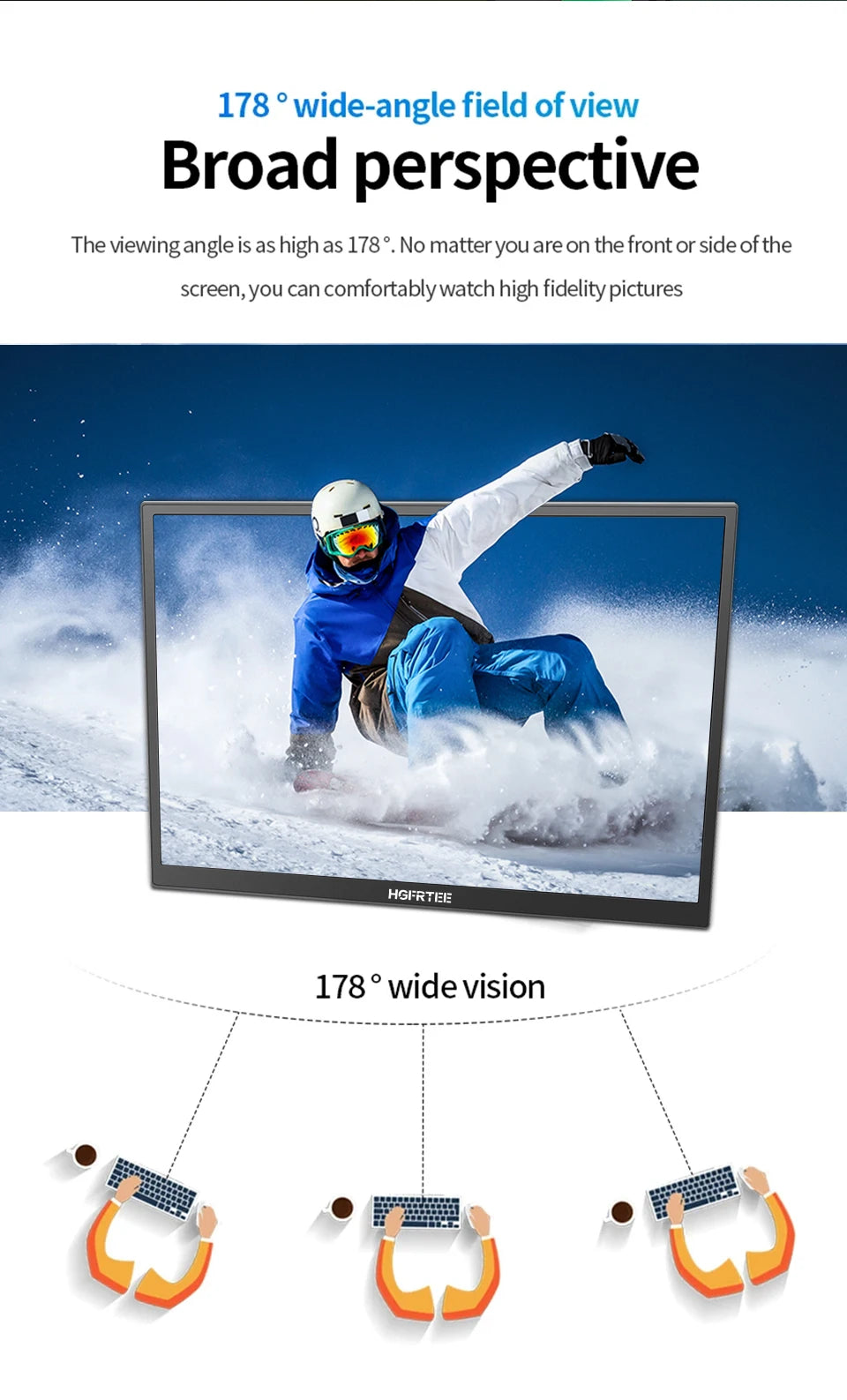 HGFRTEE 10.5 inch Portable Monitor 420Cd/m ² FHD 1280P 100% SRGB Laptop Second Screen For Mac Xbox PS4/5 Switch