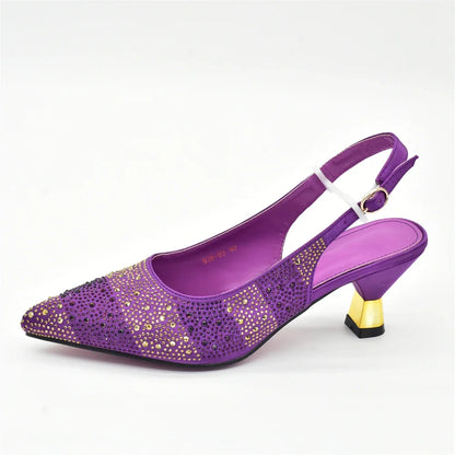 Luxury Italian Shoes and Bag Set for Women Elegant Shoes Woman Heel Nigeria Party Shoes and Bags for Women Rhinestone Pumps