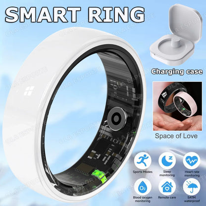 2026 New Hot Couple Smart Ring with Charging Case Heart Rate Sleep Health Monitor Pedometer Fashion Ceramic Ring For Android IOS