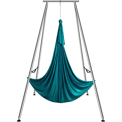 SucceBuy Aerial Yoga Frame&Hammock 9.67FT Professional Yoga Swing Stand with 6.6 Yards Aerial Silks Max 551lbs Indoor Aerial Rig