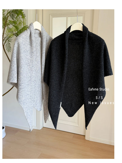 Japanese 100% Wool Long Triangle Scaf Elegant Oversized Women Big Shawl Knited Scarves Popular trip Party Scarf 180cm