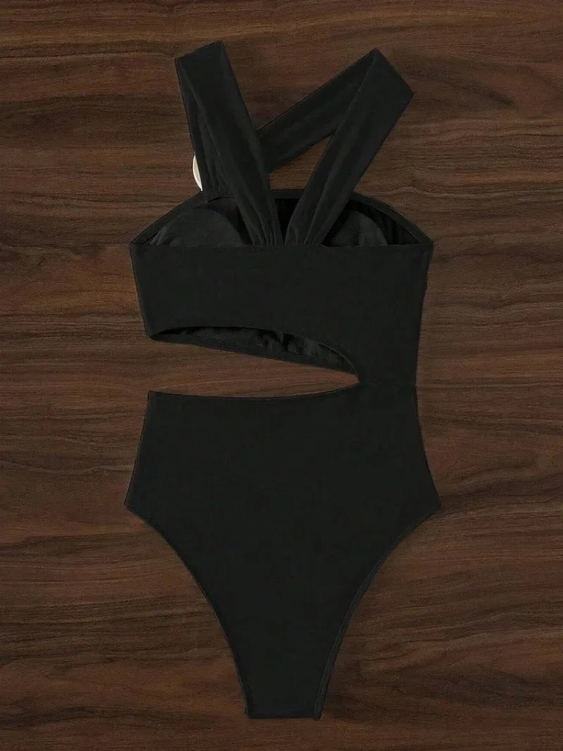 Floral One Piece Swimsuit New Halter Bandage Swimwear Women Swimsuit Bathing Suit Beachwear Monokini Female Swimming Suits