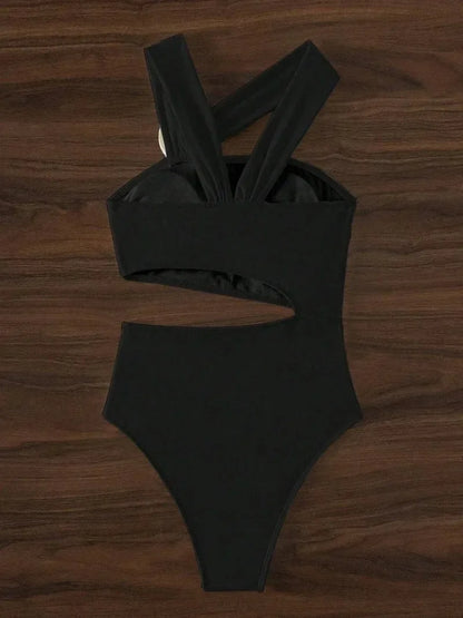 Floral One Piece Swimsuit New Halter Bandage Swimwear Women Swimsuit Bathing Suit Beachwear Monokini Female Swimming Suits