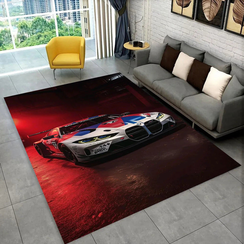 3D E36 Racing Car Motorcycle Rug Carpet for Living Room Bedroom Decor,kids Play Non-slip Decoration for Sofa Doormat Gift
