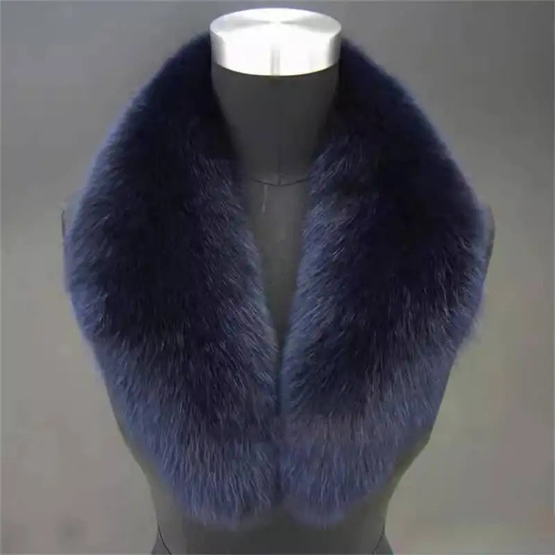 Natural Color Raccoon Fox Real Fur Collar Scarf Genuine Big Size Scarves Warp Shawl Neck Warmer Stole Muffler with Clip Loops #6