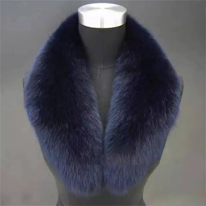 Natural Color Raccoon Fox Real Fur Collar Scarf Genuine Big Size Scarves Warp Shawl Neck Warmer Stole Muffler with Clip Loops #6