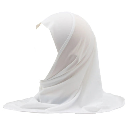 Kids Islamic Hijab Arab Girls Muslim Turban Scarf Shawls Cap Solid Color Fit 2-6 Years Old Children Wear Directly Instant Hijab