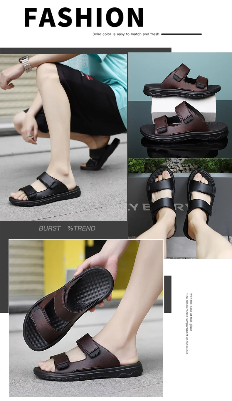Men Slippers Shoes Solid Color Slip On Casual Beach Slides Mens Thick Sole Anti Slip Shoes for Men 2024 Summer Fashion Sandals
