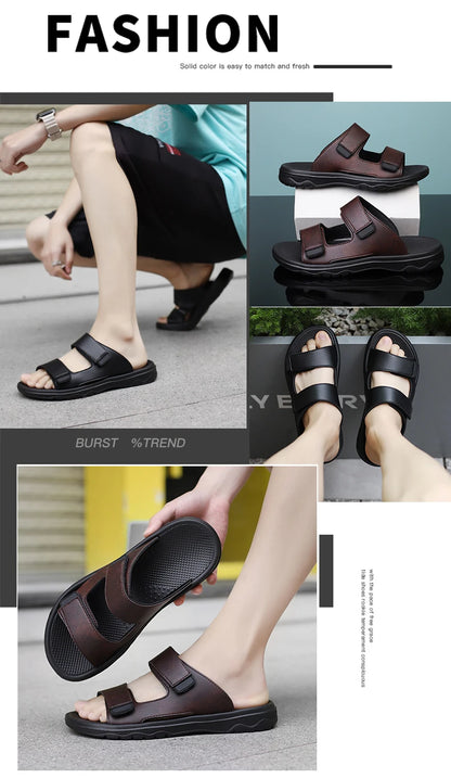 Men Slippers Shoes Solid Color Slip On Casual Beach Slides Mens Thick Sole Anti Slip Shoes for Men 2024 Summer Fashion Sandals