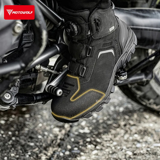 Motorcycle Riding Shoes Motocross Boots Men's Motorcycle Boots with Quick-Release ATOP Knob Flexible Breathable Motorcycle Shoes