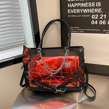 Sweet Y2k Lolita Butterfly Chain Shoulder Bags Trendy Gothic Harajuku Ita Bag Japanese Chic Women Transparent Handbags Crossbody