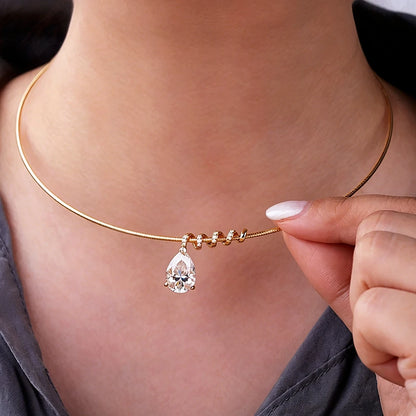 BXINY Full Moissanite WaterDrop Pendants Necklace 100% S925 Silver Detachable Pear Cut Diamond Collar Choker Women Gifts Jewelry