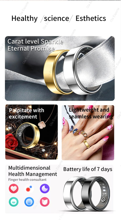 Smart Ring for Men Women Bluetooth Monitor Blood Heart Rate Blood Oxygen Monitor Smartring Multi Sport 5ATM Waterproof 2026 New