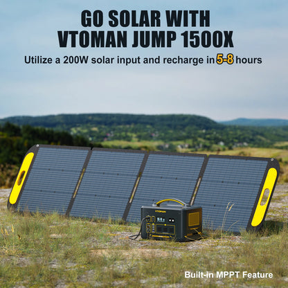 VTOMAN JUMP 1500X Portable Power Station Camping LiFePO4 Battery 828Wh 1500W AC Outlets Solar Generator For Home RV Outdoor
