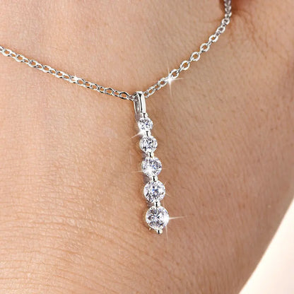 Rrjzz 5-Stone Moissanite Pendant Necklace D Color VVS1 Round Lab Diamond 14k Gold Silver Plated Necklace Jewelry Gifts with GRA