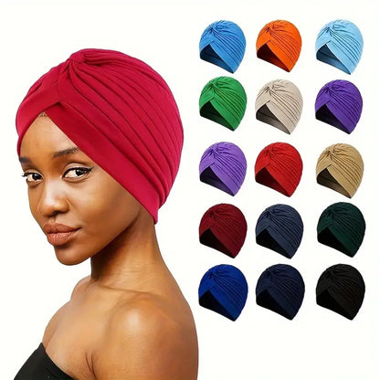 3pcs/set Fashion Ladies Twisted Turban Elastic Muslim Hijab Cap Solid Color Stretch Head Wrap Soft Chemo Beanie Head Cover