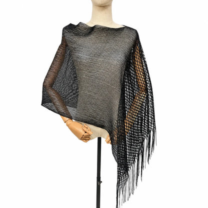 Spring/Summer Cross-Border Gold Silver Thread Mesh Tassel Hollow Knit Shawl Scarf for Women-Outerwear for Evening Parties
