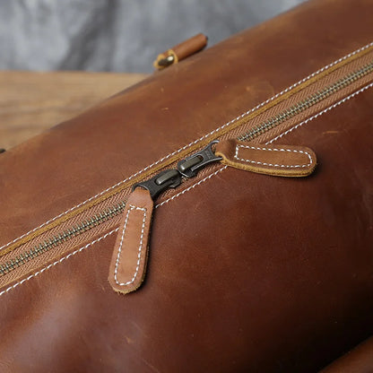 Vintage Genuine Leather Men's Travel Bag Crazy Horse Leather Duffel Bag Large Capacity Top-Layer Cowhide Handbag Crossbody NZPJ