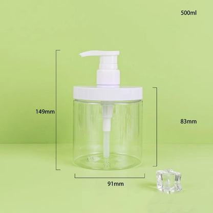 500/1000ml Pump Bottle Dispenser Wide Mouth Clear Shower Soap Dispenser Refillable PET Storage Bottle