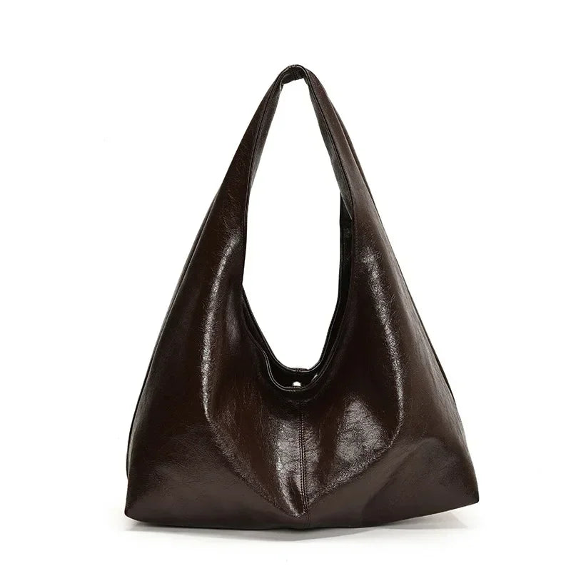 Big Black Shoulder Bags for Women Large Hobo Shopper Bag Solid Color Quality Soft Leather Crossbody Handbag Lady Travel Tote Bag