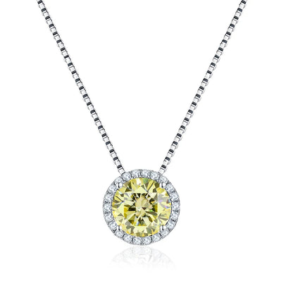 NeeTim 0.5ct 1ct Pink Blue Black Colorful Moissanite Necklaces for Women 925 Sterling Silver Box Chian Pendant Woman's Necklace