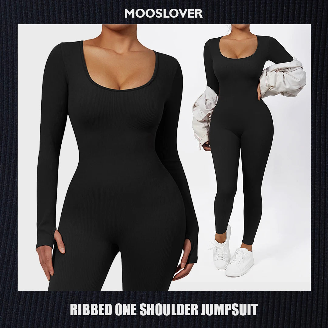 Women Autumn Winter Long Sleeve Jumpsuits Bodycon Slim Fit Streetwear Overall One Piece Bodysuits Outfit Yoga Jumpsuit Women