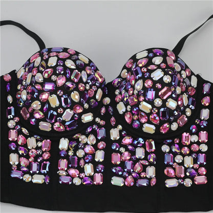 Quality Pearl Tank Tops Rhinestone Women Crop Top Club Clothes Streetwear Y2K Corset Woman Shaper Camis Fashion Feamale Clothing