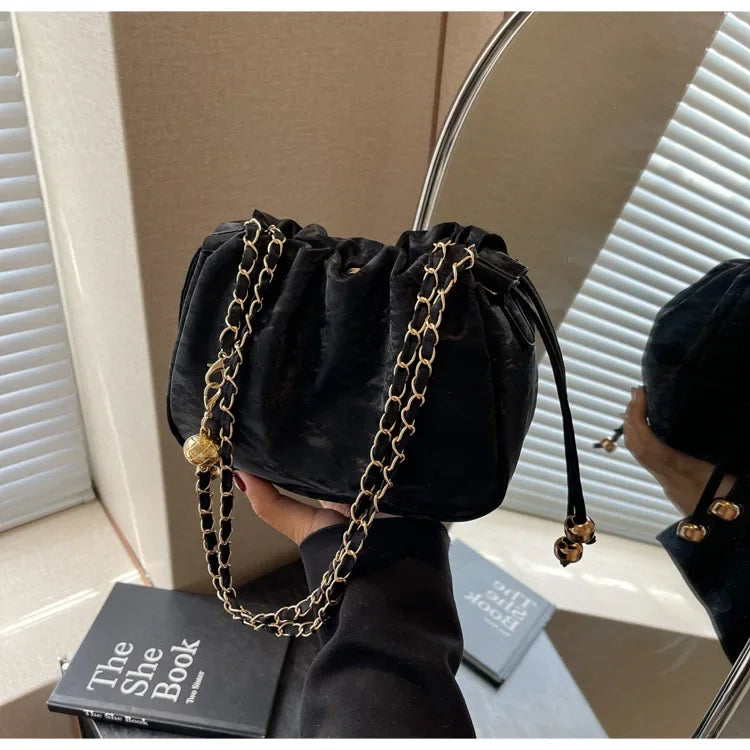 Chain Bag Ladies PU Leather Shoulder Bags Purse for Women Fashion Crossbody Bags Underarm Bag Small Square Satchel Handbag Bolas