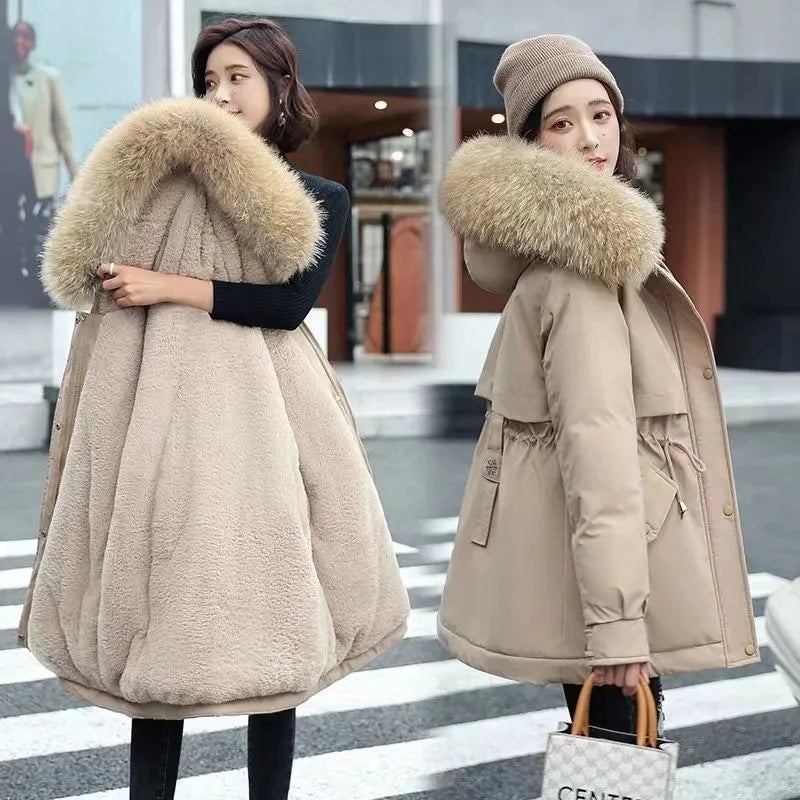 Winter Coat 2025 New Women's Thick Cotton Jacket Women's Medium long Korean version Fur collar Coat Female Warm Parka Overcoat