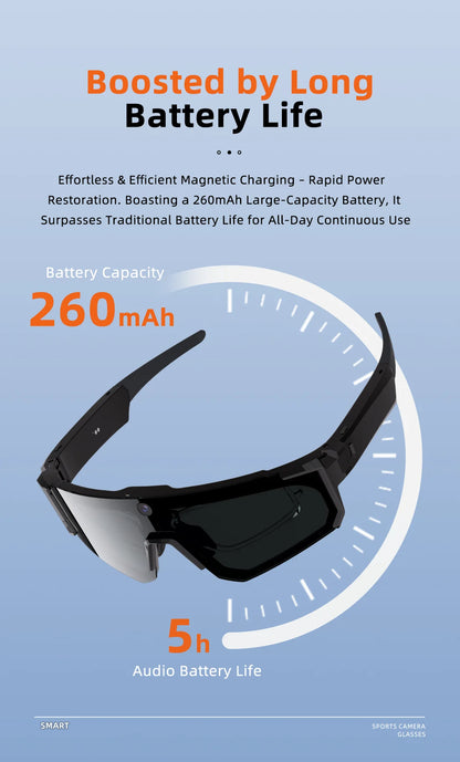 Outdoors Cycling AI Smart Glasses with Camera 1200P Video Recording Anti-Shake Shooting AI  Voice Translation Windproof Goggles
