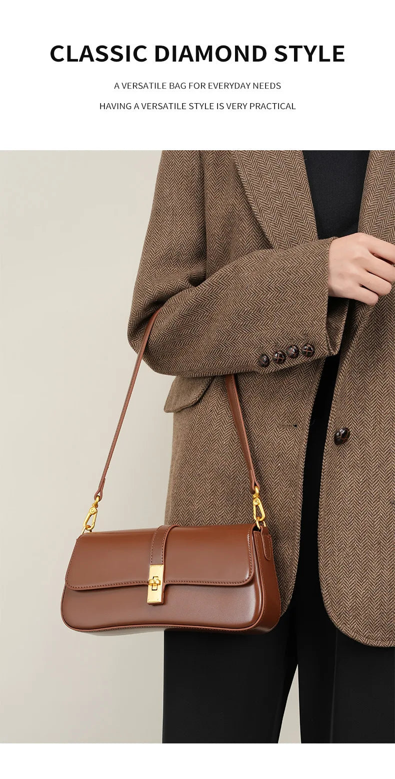 YANATARI Underarm Cowhide Genuine Leather Handbags Women Vintage Shoulder Bag Female Crossbody Bags Luxury High Quality 2025