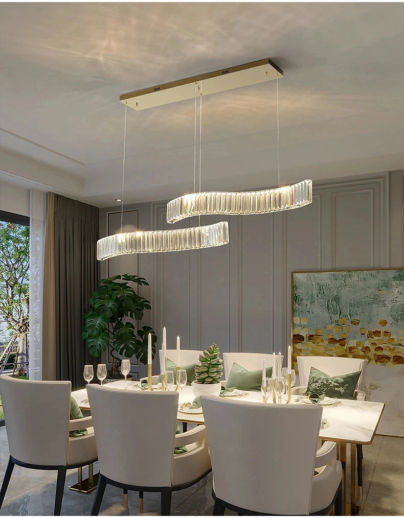 Modern Luxury LED Crystal Pendant Lights Villa Dining Room Kitchen Lighting Lustre Decor Chandeliers Indoor Bar Lights Fixture