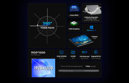 CHUWI MiniBook X Laptop Tablet 2 In 1 Intel N150/N100 10.51" FHD IPS Screen 16GB / 12GB RAM LPDDR5 512G SSD Windows 11 Notebook