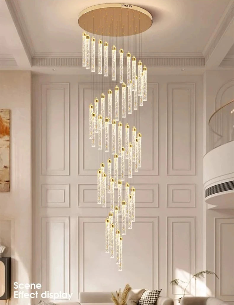 Modern Ceiling Chandelier Luxury Staircase Crystal Chandeliers Duplex Attic Villa Living Room Pendant Lights Home Decor Lighting