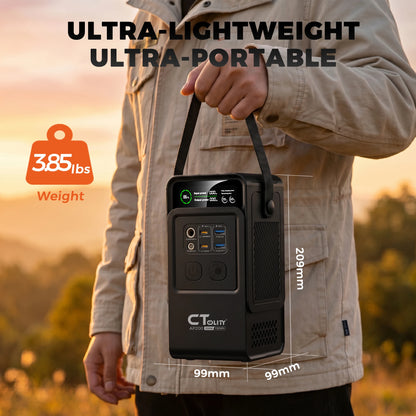 CTOLITY AP200 Handheld Portable Solar Generator 200W 192Wh Lifepo4 Battery 60000mAh Power Bank Camping 140W Ultra Fast Charging DC Charger