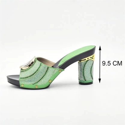 New Shoes and Bag Set African Sets Green Color Italian Shoes with Matching Bag for Women Nigerian Shoes and Bag Set for Wedding
