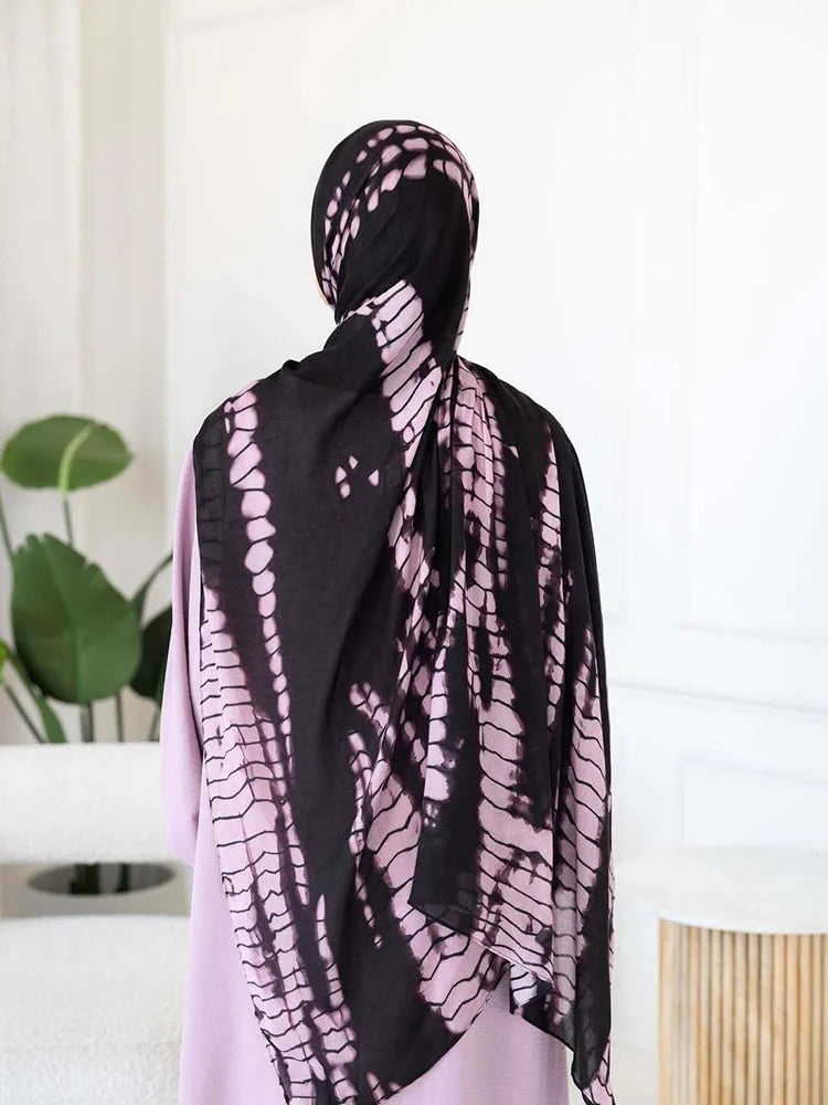 1Pcs Ramadan Hijab for Women Crocodile Print Bohemian Watercolor Soft Muslim Hijabs Floral Breathable Shawl Wrap Scarf Headscarf